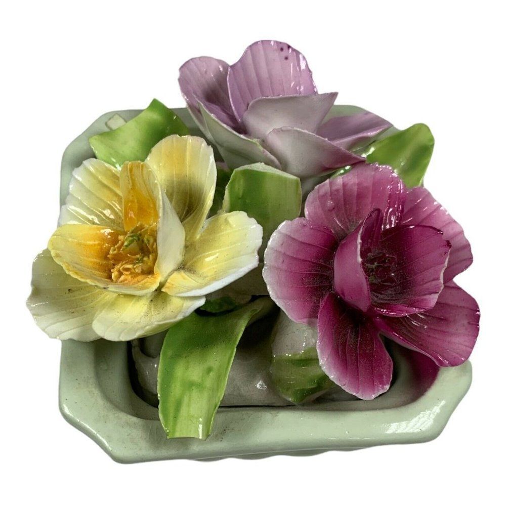 Vtg Charles Staffordshire England bone china hand painted flower bouquet Pink